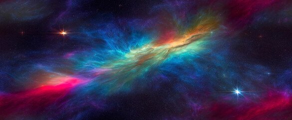 space galaxy, nebula in outer space, planets and stars
