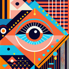 Bauhaus eye pattern geometry background