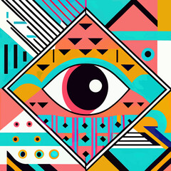 Bauhaus eye pattern geometry background