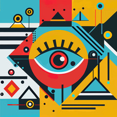 Fototapeta premium eye is shown in the middle of a colorful pattern