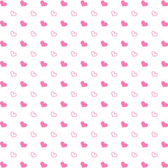 Pink Hearts Happy Valentines Day. Hearts cute  pattern on white background	