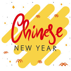Greeting card on white background with hand lettering, Chinese New Year
