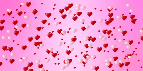 Fototapeta na wymiar Happy Valentine Day design hearts on pink background. Red hearts isolated on transparent background. Abstract banner background. You can use for Happy Birthday, Anniversary, party, Wedding etc.