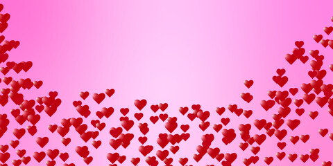 Happy Valentine Day design hearts on pink background. Red hearts isolated on transparent background. Abstract banner background. You can use for Happy Birthday, Anniversary, party, Wedding etc.