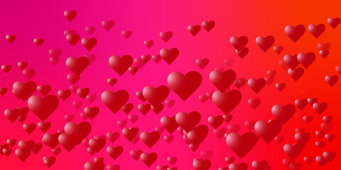 Happy Valentine Day design hearts on red background. Red hearts isolated on transparent background. Abstract banner background. You can use for Happy Birthday, Anniversary, party, Wedding etc.