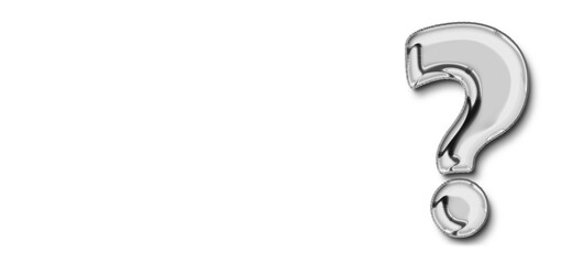 Question mark made of silver colored balloon isolated on white background