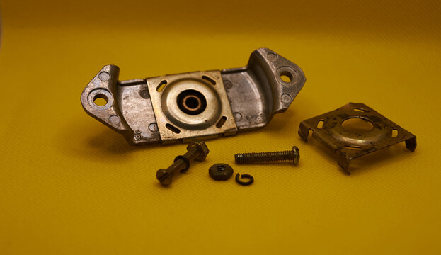 Parts from a dismantled old tape recorder