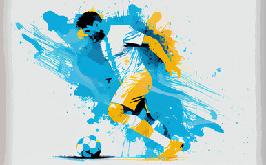 argentine abstract soccer player kicking the ball