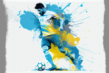 argentine abstract soccer player kicking the ball © Fernando
