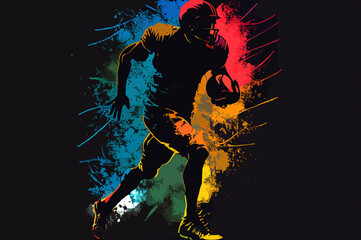 Naklejka na ściany i meble colorful silhouette of a football player