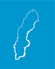 Vector isolated illustration of map of Sweden.