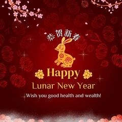 Fototapeta na wymiar Elegant Happy Lunar New Year 2023