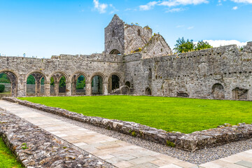 Fototapeta na wymiar Ruins of the Boyle Abbey captured from the cloister, Ireland