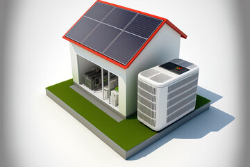 solar panels and an air heat pump. a home with alternative energy sources. Generative AI