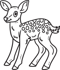 Baby Deer Isolated Coloring Page for Kids