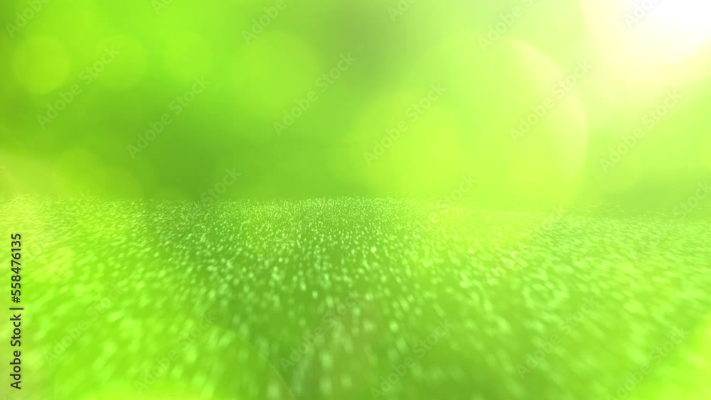 Canvas Prints digital dotted waves endless flying towards the camera on sunny green nature blurred bokeh animation