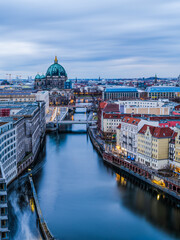 Berlin city  buildings on spree canal after sunset © Arnold