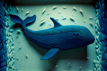 Plasticine whale, AI generation