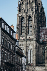 Obraz premium Clermont Ferrand, France - 28.12.2022: Close-up of the Cathedral of Clermont Ferrand