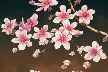 Fototapeta na wymiar beautiful sakura tree flowers, pink