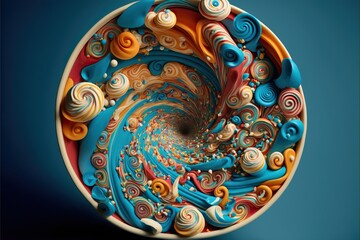 Vortex made of candy blue background, created with Generative AI technology
