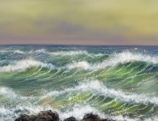 waves crashing on the beach