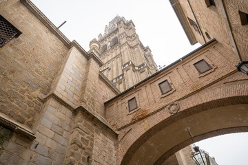 Walkway over a brick arch in the Cathedral of Toledo, Spain