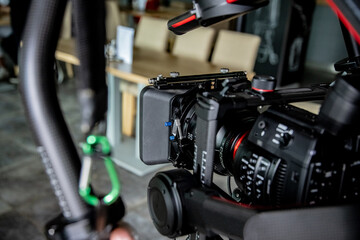 Production camera stabilizer equipment slow motion closeup
