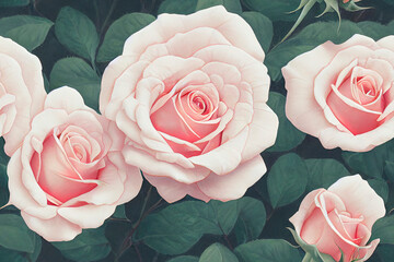 beautiful garden of pink roses