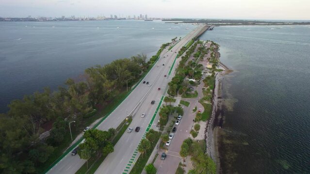 Flying Towards Miami With a Land Bridge Below