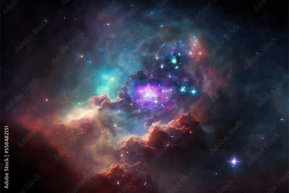 Wall mural galaxy nebula colorful space pattern, illustration digital generative ai design art style
