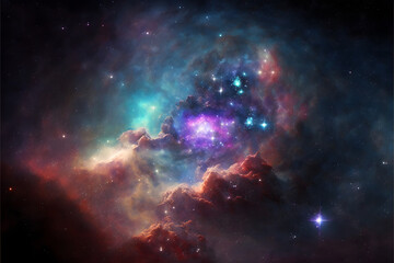 Fototapeta na wymiar galaxy nebula colorful space pattern, illustration digital generative ai design art style
