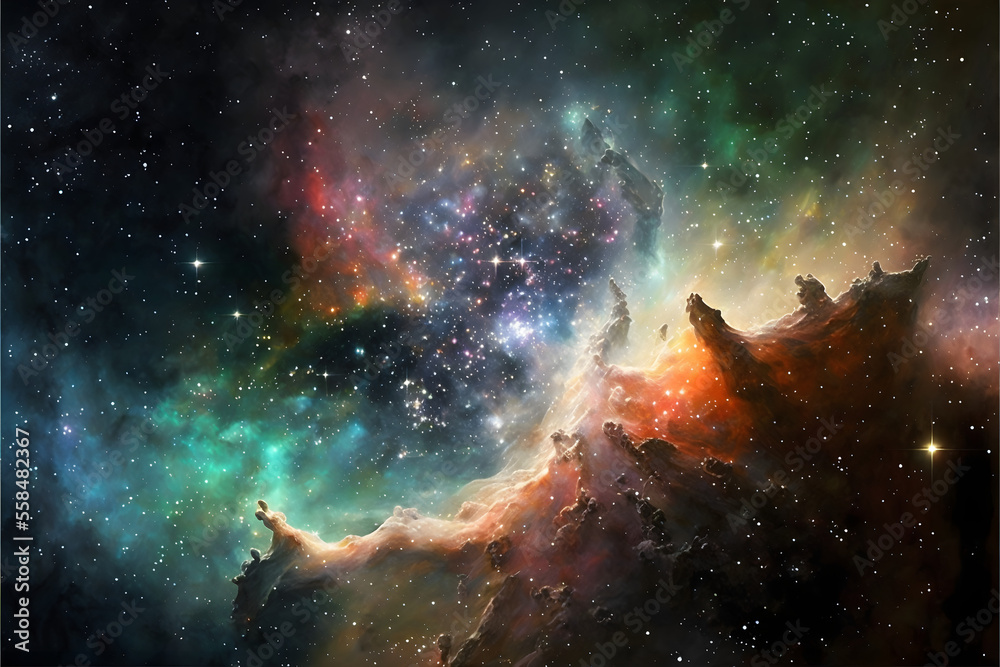 Wall mural galaxy nebula colorful space pattern, illustration digital generative ai design art style