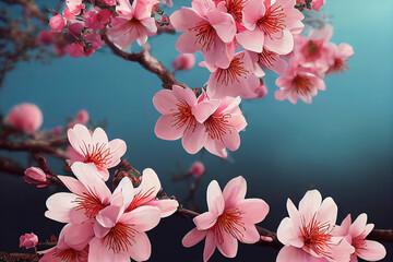 Beautiful sakura flowers illustration.