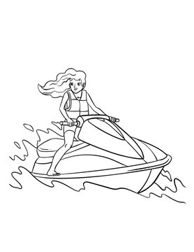 recommend clip art: Jet Ski Isolated Coloring Page for Kids