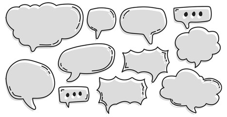 Fototapeta premium set of comic bubble speech chat hand drawn