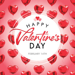 heart shaped balloons flyer. background pattern seamless. Vector illustration. San Valentín. Happy Valentines day.