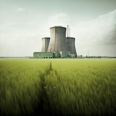 Fototapeta na wymiar Nuclear power station. Nuclear energy. Generative AI.