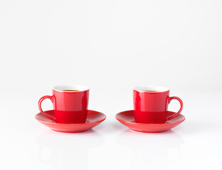 Two red espresso coffee cups