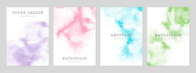 Watercolor abstract art backgrounds. Creative colorful cover design set. 