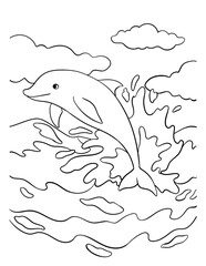 Dolphin Coloring Page for Kids