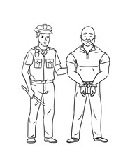 Fototapeta na wymiar Corrections Officer Isolated Coloring Page 