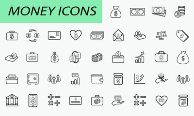 money icons, financial icons, business icons vector, illustration