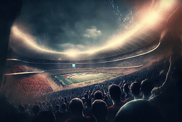 Sports stadium with a huge crowd of fans. 