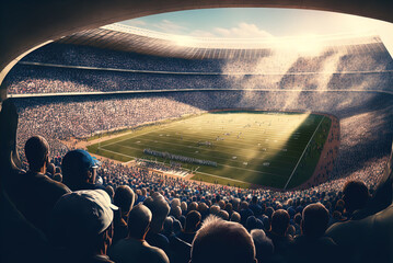 Sports stadium with a huge crowd of fans. 