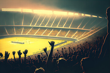 Sports stadium with a huge crowd of fans. 