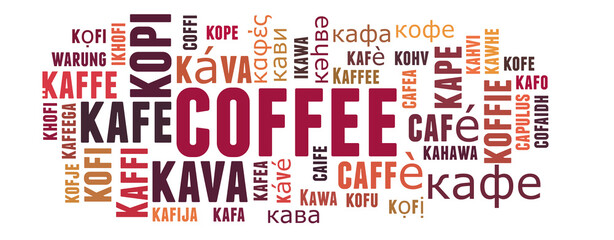 Coffee in different languages word cloud concept