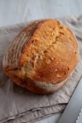 Homemade Sourdough Bread, side view. Close-up.