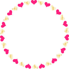 Red and Gold Hearts Circle Frame