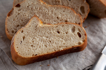 Homemade Sourdough Bread, low angle view. Close-up.